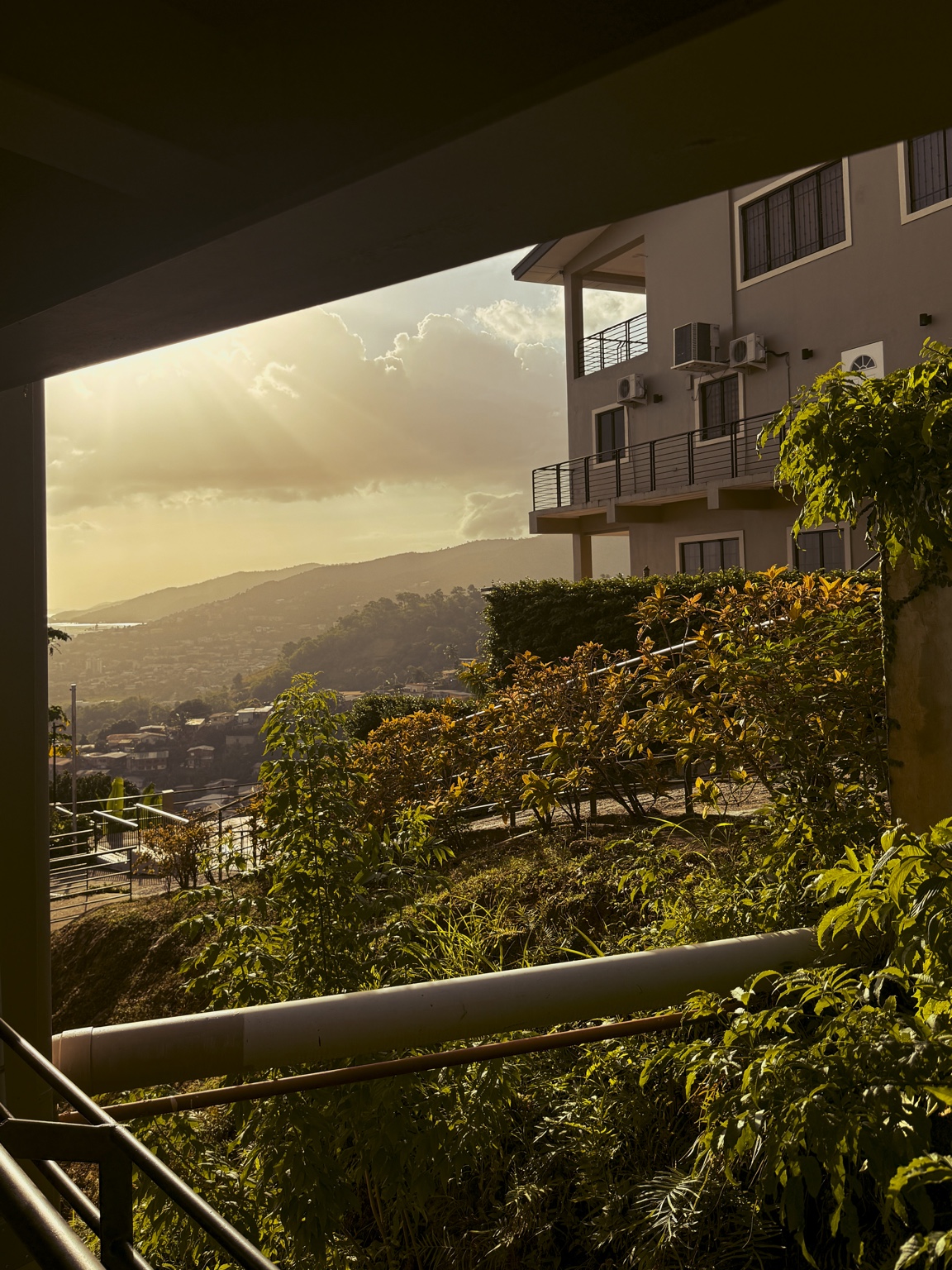 Hillside property at sunset